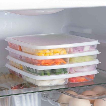 Kép valamiből 4 rekeszes, osztott élelmiszertartó doboz + fedél