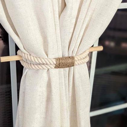 Kép valamiből Dekoratív függönyrögzítő kötél - fehér