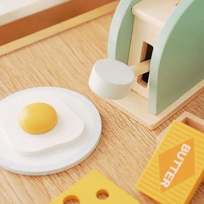 Kép valamiből Fa reggeliző játék készlet, 9 db