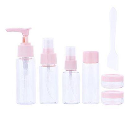 Kép valamiből Utazási kozmetikai üvegcsék készlete repülőgépre való táskával, 50 ml