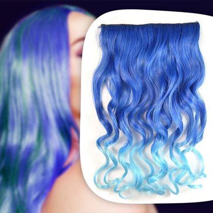 Kép valamiből Clip in sáv színes hajaláfestéshez - kék