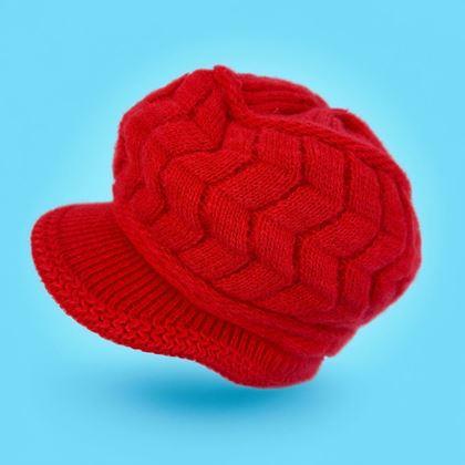 Kép valamiből Bélelt svájci sapka szőrmével - piros