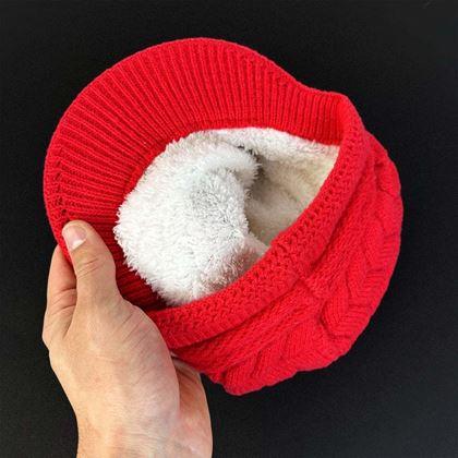 Kép valamiből Bélelt svájci sapka szőrmével - piros