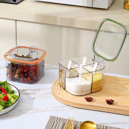 Kép Osztott tárolódoboz fogantyúval – 4 rekesz, 4 kanál