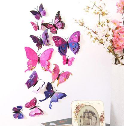 Kép valamiből 3D pillangók a falra - lila