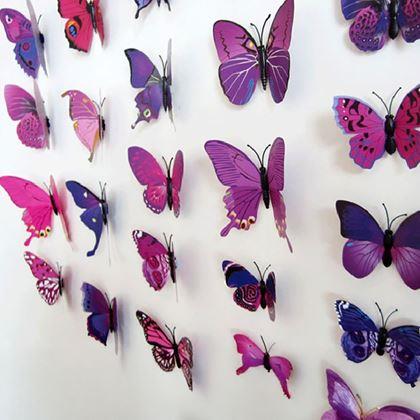 Kép valamiből 3D pillangók a falra - lila