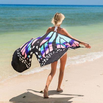 Kép valamiből Strandruha/tunika fürdőruha fölé, pillangószárny - L-XL - kék