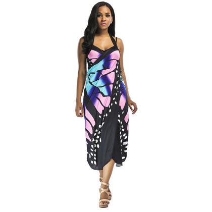 Kép valamiből Strandruha/tunika fürdőruha fölé, pillangószárny - L-XL - kék