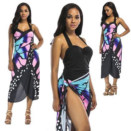 Kép valamiből Strandruha/tunika fürdőruha fölé, pillangószárny - L-XL - kék
