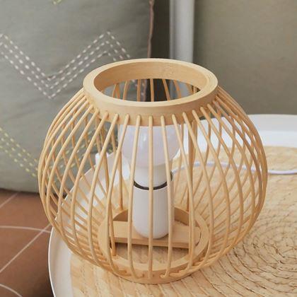 Kép valamiből Bambusz asztali lámpa LED izzóval, meleg fehér