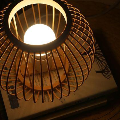 Kép valamiből Bambusz asztali lámpa LED izzóval, meleg fehér