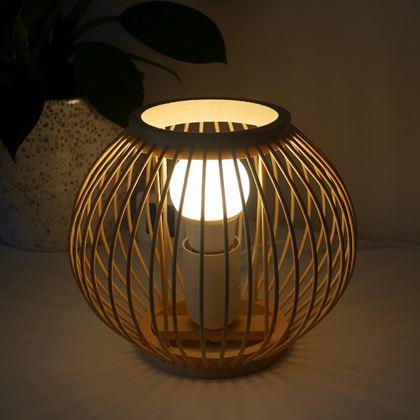 Kép valamiből Bambusz asztali lámpa LED izzóval, meleg fehér