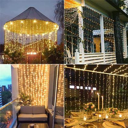 Kép valamiből Napelemes LED fényfüggöny - 10 szál × 1 m - meleg fehér