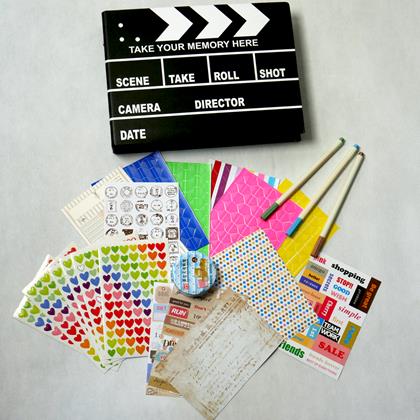 Kép valamiből Élmény napló/fotóalbum filmcsapó + kreatív matrica szett