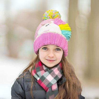 Kép Gyermek téli szett sapkával és kesztyűvel, unikornis mintával