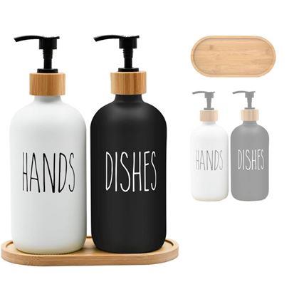 Kép valamiből Szappan- és mosogatószertartó pumpás adagolószett tálcával