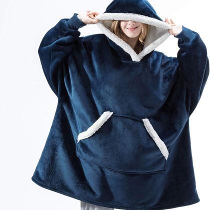 Kép valamiből Meleg pulóver szőrmével  -  kék