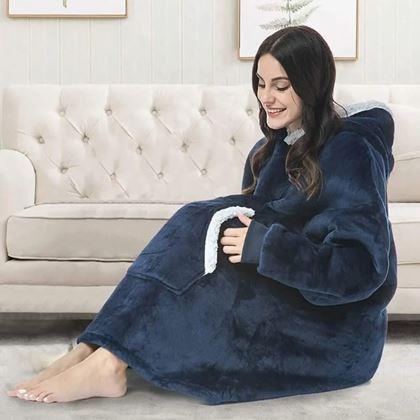 Kép valamiből Meleg pulóver szőrmével  -  kék