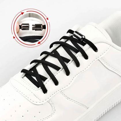 Kép valamiből Elasztikus fémkapcsos cipőfűző  - fekete