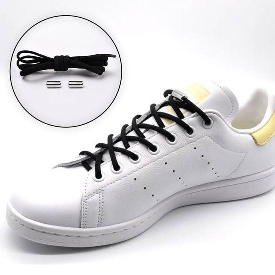 Kép valamiből Elasztikus fémkapcsos cipőfűző  - fekete