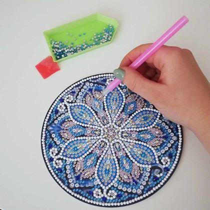 Kép valamiből Gyémántszemes festés LED mandala lámpa - kék - lila