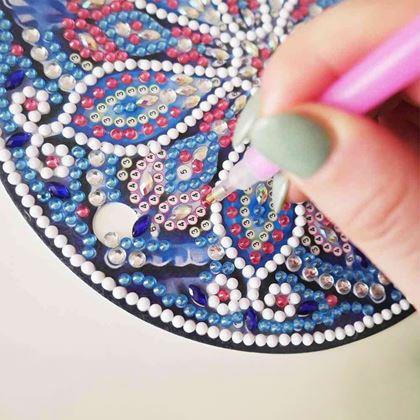 Kép valamiből Gyémántszemes festés LED mandala lámpa - kék - lila