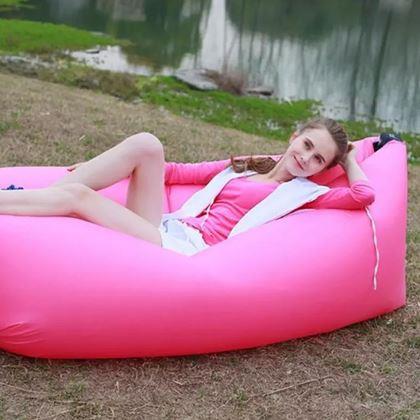 Kép valamiből Felfújható Lazy bag kétrétegű pihenőzsák  -  rózsaszín