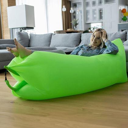 Kép valamiből Felfújható Lazy bag kétrétegű pihenőzsák  -  zöld