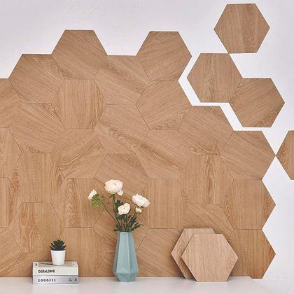 Kép valamiből Hexagonális tapéta 10 db - világos fa