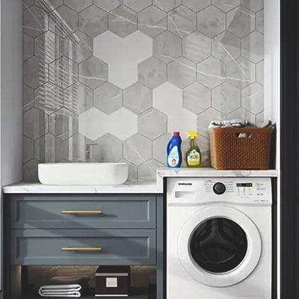 Kép valamiből 10 db öntapadós hatszögletű panel - szürke mozaik