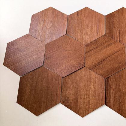 Kép valamiből Hexagonális tapéta 10 db - sötét fa