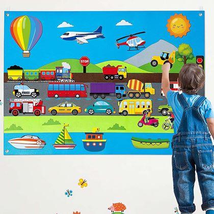 Kép valamiből Filcből készült oktató tábla gyerekeknek - közlekedési eszközök