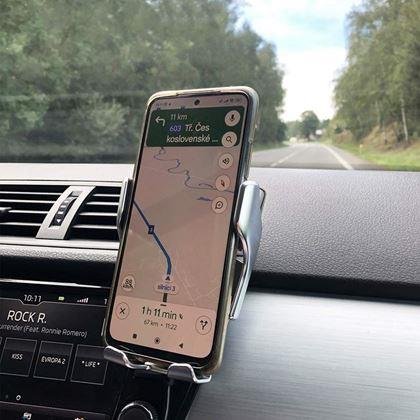 Kép valamiből Deluxe mobiltelefon-tartó vezeték nélküli töltéssel