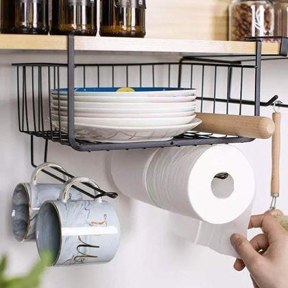 Kép valamiből Függeszthető fém kosár akasztókkal - fekete