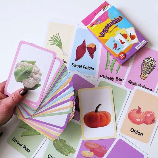 Kép valamiből 36 darabos angol nyelvű oktatókártya készlet -  zöldségek