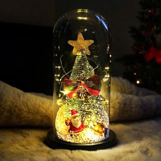 Kép valamiből Világító karácsonyfa üveg vázában, ajándékcsomagolásban