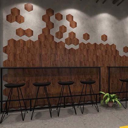 Kép valamiből 10 db öntapadós hatszögletű panel - sötét fa