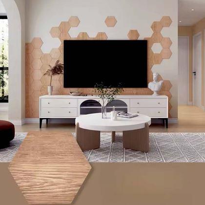 Kép valamiből 10 db öntapadós hatszögletű panel - világos fa