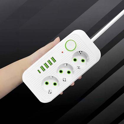 Kép valamiből Hosszabbító 3 aljzattal és USB portokkal