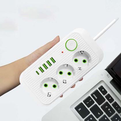 Kép valamiből Hosszabbító 3 aljzattal és USB portokkal