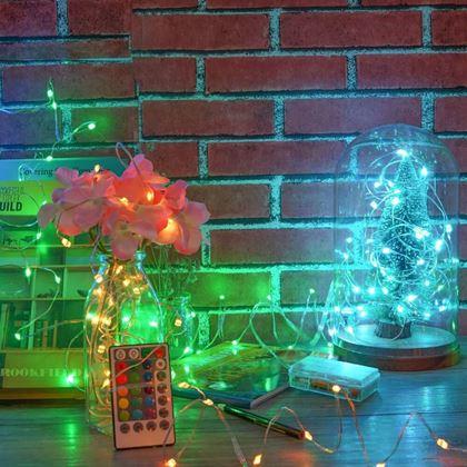 Kép valamiből Fényfüzér távirányítóval, színes/meleg/hideg fény, 5 m