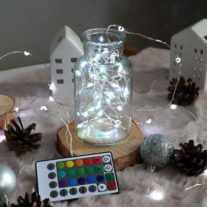 Kép valamiből Fényfüzér távirányítóval, színes/meleg/hideg fény, 5 m