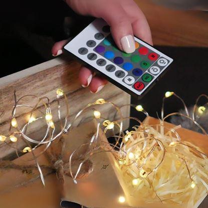 Kép Fényfüzér távirányítóval, színes/meleg/hideg fény, 5 m