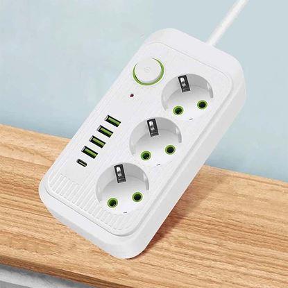 Kép Hosszabbító 3 aljzattal és USB portokkal