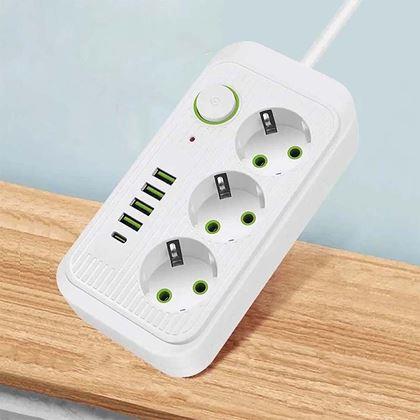 Kép valamiből Hosszabbító 3 aljzattal és USB portokkal