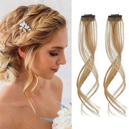 Kép valamiből Melírozott, csattal rögzíthető hajtincs - sötét szőke