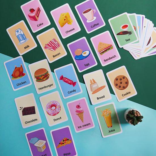 Kép valamiből 36 darabos angol nyelvű oktatókártya készlet -  ételek és italok