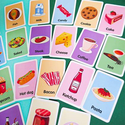 Kép valamiből 36 darabos angol nyelvű oktatókártya készlet -  ételek és italok
