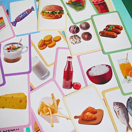 Kép valamiből 36 darabos angol nyelvű oktatókártya készlet -  ételek és italok