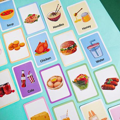 Kép valamiből 36 darabos angol nyelvű oktatókártya készlet -  ételek és italok